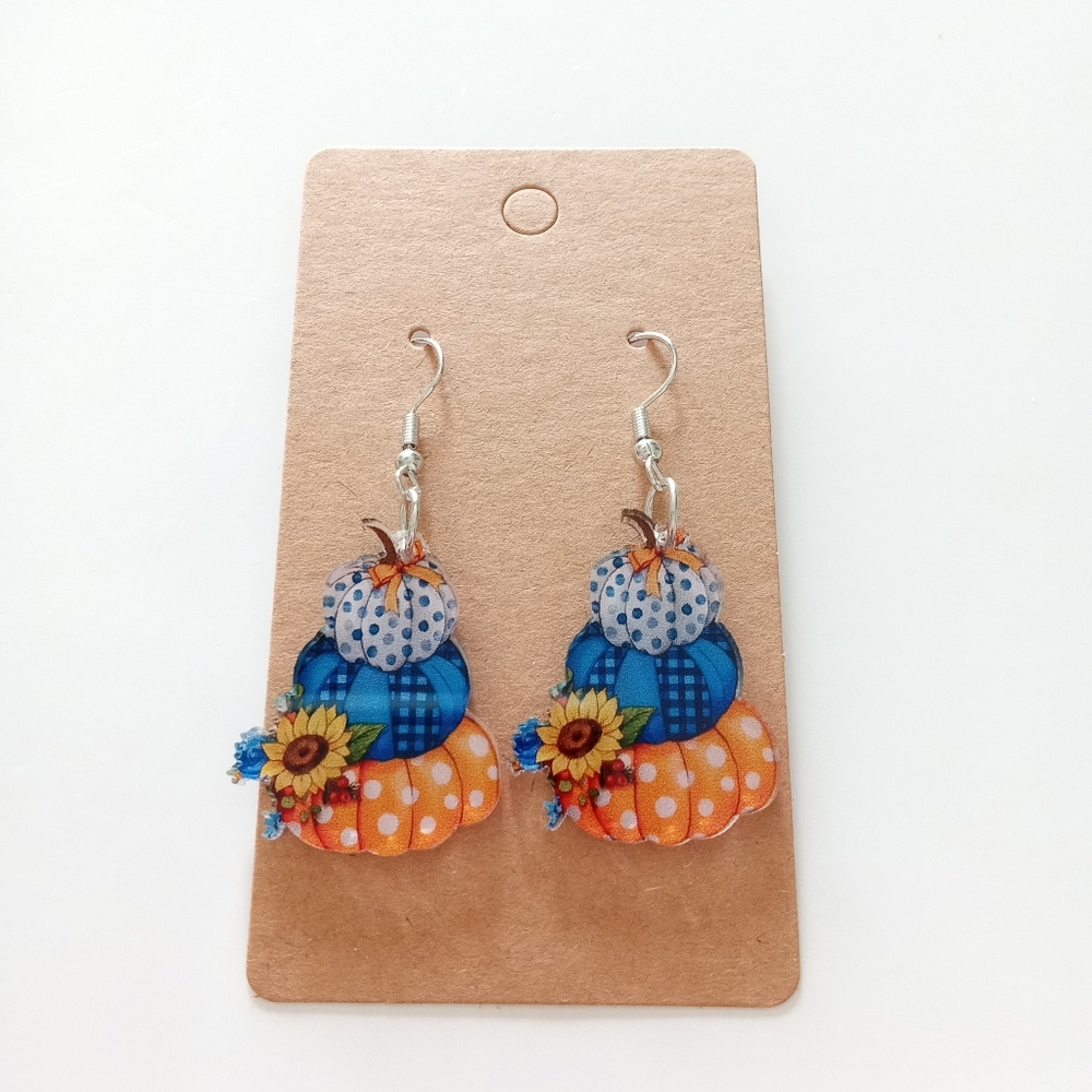 Colorful Pumpkin Earrings - Picture 3 of 4